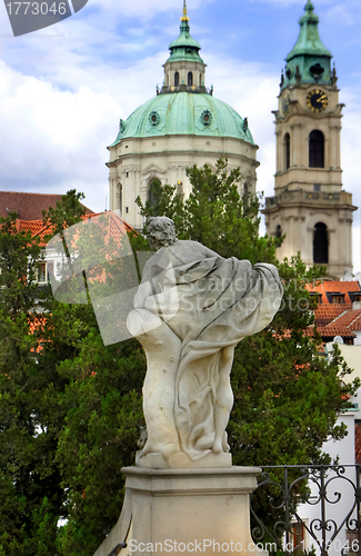 Image of Prague summer gardens and Church of Saint Nicholas