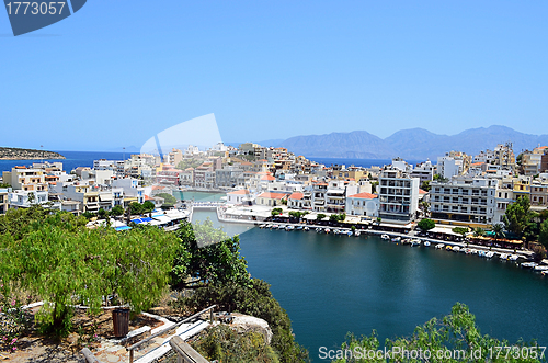 Image of Agios nicolaos - Crete - greece harbor from the lake