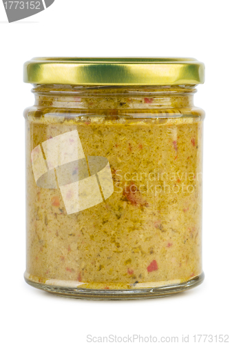 Image of Glass jar with olive paste