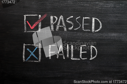Image of Check boxes for passed and failed