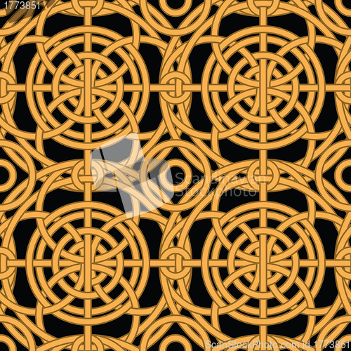 Image of Ethnic gold interlaced - seamless pattern
