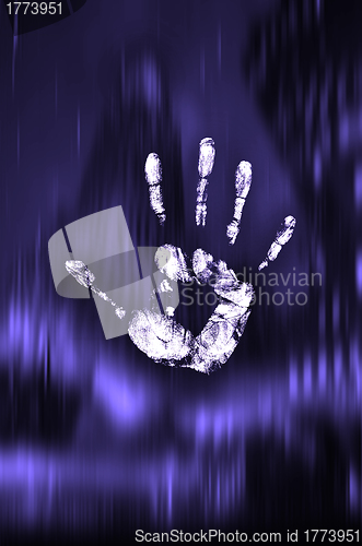 Image of handprint,blue light background