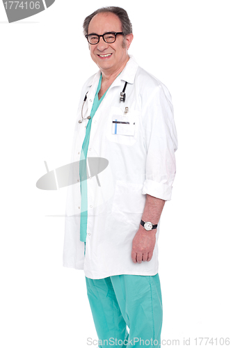 Image of Portrait of happy successful male doctor