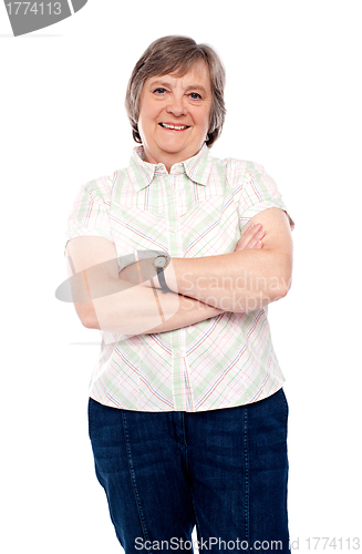 Image of Beautiful aged woman in casuals