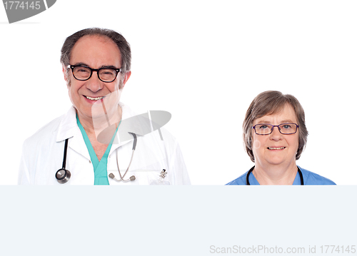 Image of Medical representatives with blank banner ad