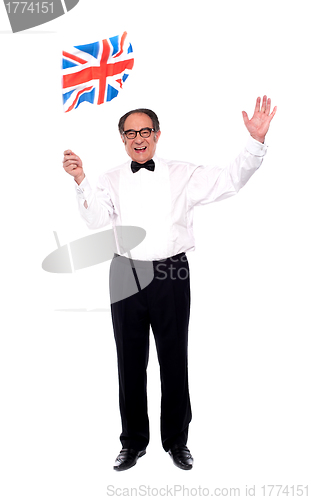 Image of Stylish aged man celebrating success