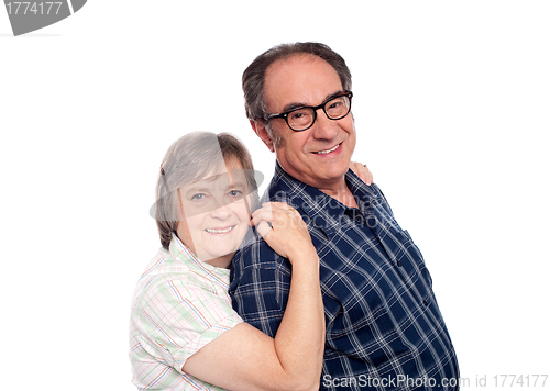Image of Closeup portrait of cheerful senior couple