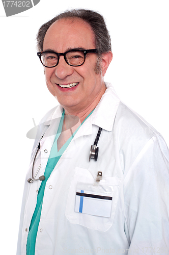 Image of Matured male surgeon with stethoscope