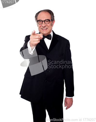 Image of Senior caucasian male pointing at you