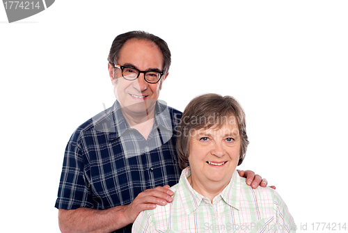 Image of Portrait of smiling matured couple