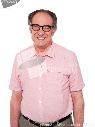 Image of Cheerful senior citizen wearing eyeglasses