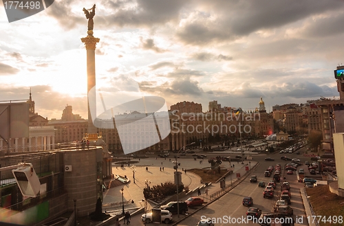 Image of Kiev city life with dramatic sky