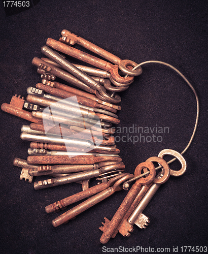 Image of A large group of rusty keys