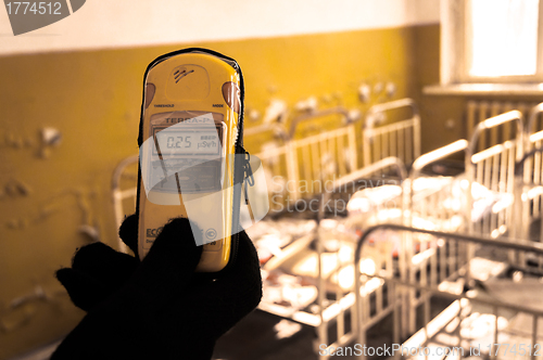 Image of Geiger counter in nursery at Chernobyl