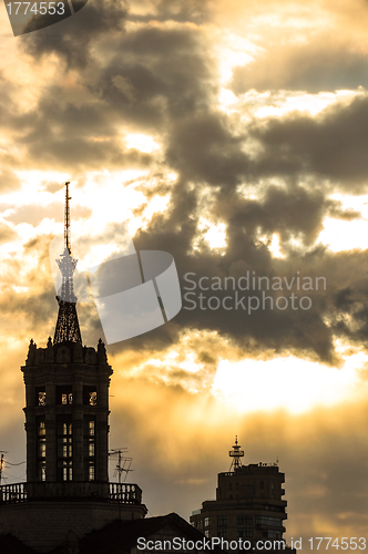 Image of Cathedral at dawn silhouette