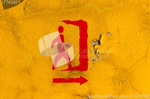 Image of Exit sign on abandoned wall