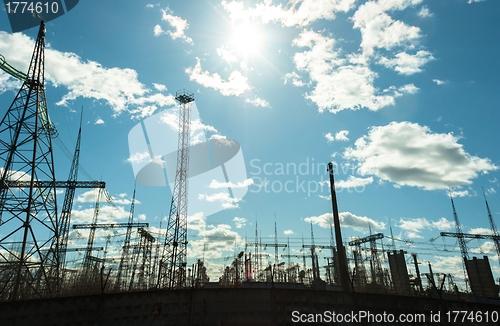 Image of High voltage electrical  towers