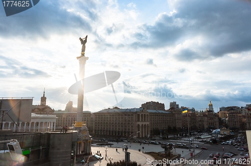 Image of Kiev city life with dramatic sky