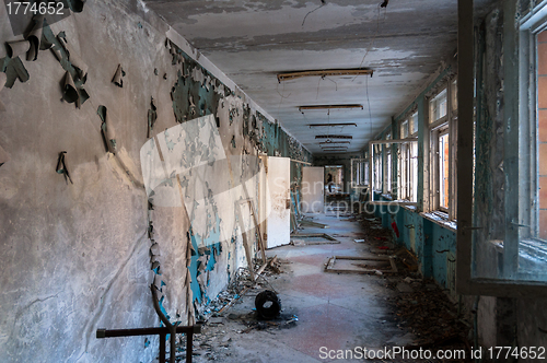 Image of Abandoned corridor in pripyat school 2012