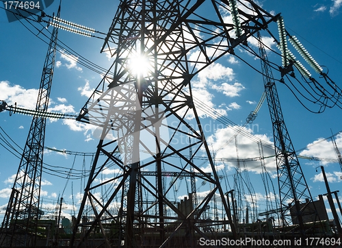 Image of High voltage electrical  towers