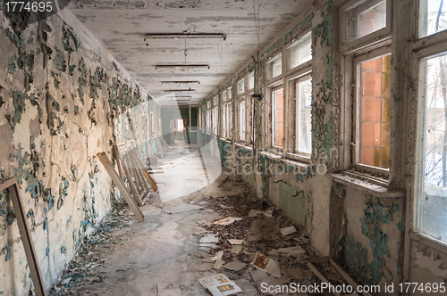 Image of Abandoned corridor in pripyat school 2012