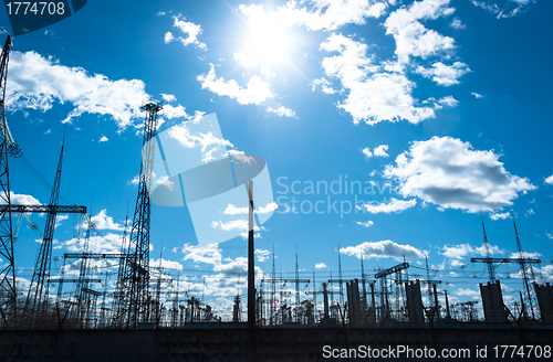 Image of High voltage electrical  towers