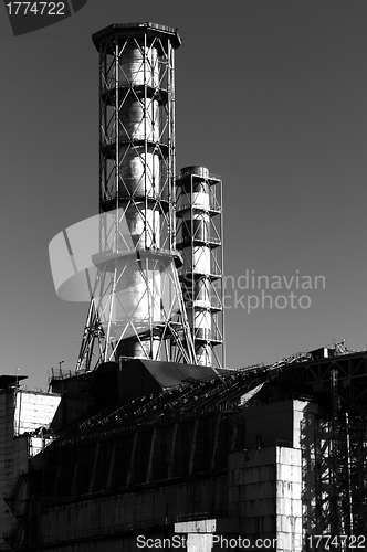Image of The Chernobyl Nuclear Power plant, 2012 March in black and white
