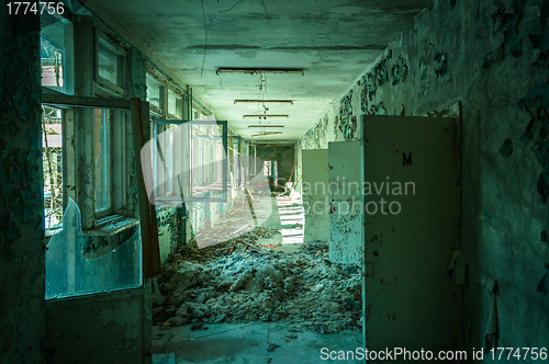 Image of Abandoned corridor in pripyat school 2012
