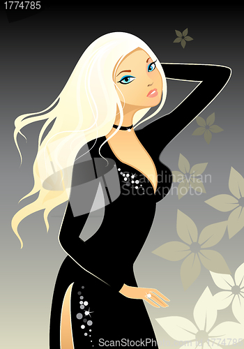 Image of Blonde in black dress