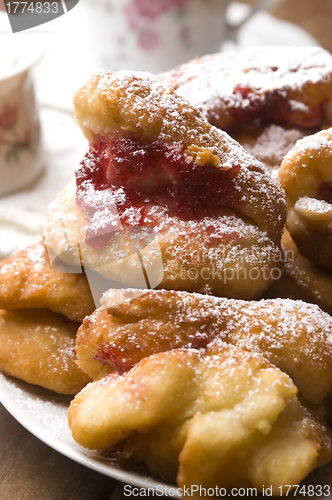 Image of Sweet doughnuts with rose marmelade