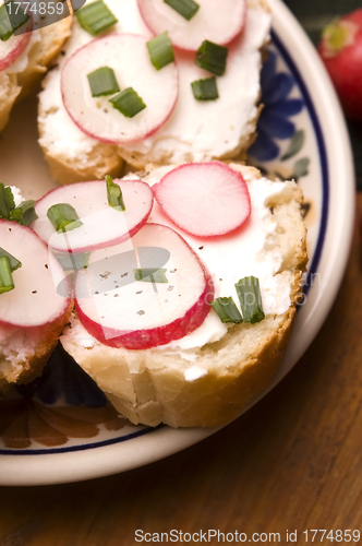 Image of Sandwich with cheese, radish and chive - Healthy Eating 