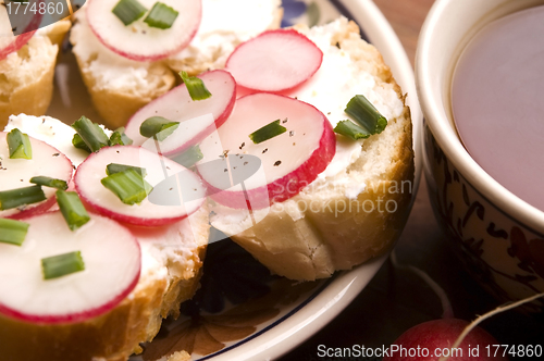 Image of Sandwich with cheese, radish and chive - Healthy Eating 