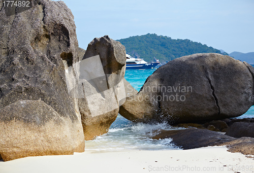 Image of Boulders ship and ocean