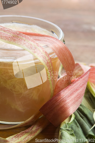 Image of Rhubarb jam in glass jar