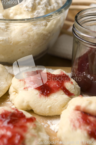 Image of Sweet doughnuts with rose marmelade