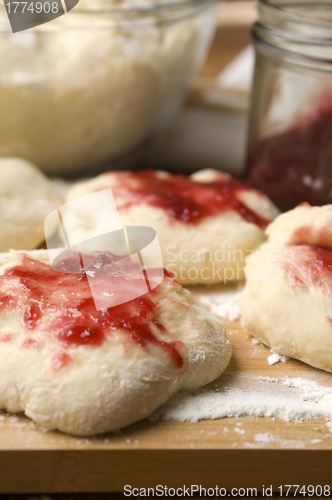 Image of Sweet doughnuts with rose marmelade