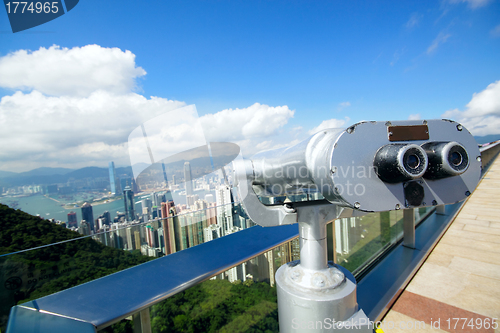 Image of View point with telescope near hongkong,china 