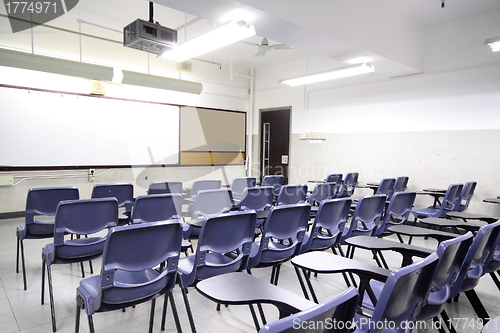 Image of empty classroom with chair and board 