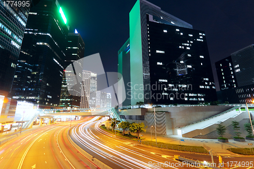 Image of Modern urban landscape and the bustling streets in the evening 