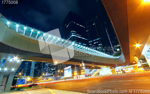 Image of Modern urban landscape and the bustling streets in the evening 