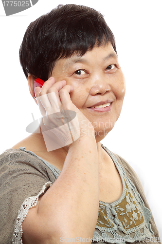 Image of Senior Woman Talking On Mobile Phone