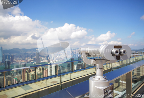 Image of View point with telescope near hongkong,china 