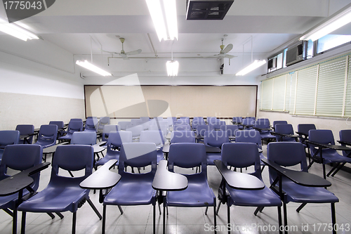Image of empty classroom with chair and board 
