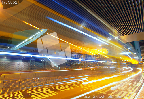 Image of Modern urban landscape and the bustling streets in the evening 