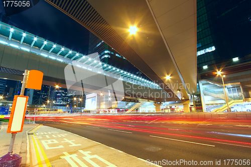 Image of Modern urban landscape and the bustling streets in the evening 