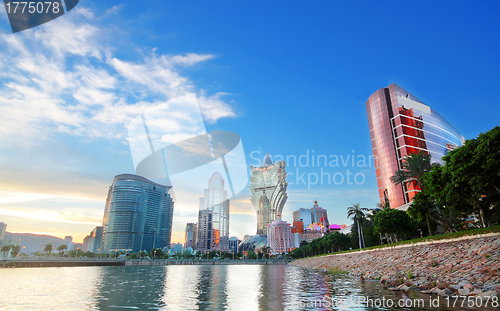 Image of Macau cityscape of bridge and skyscraper Macao, Asia. 