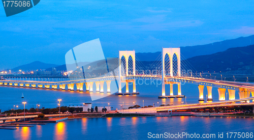 Image of Sai Van Bridge in Macau at night 