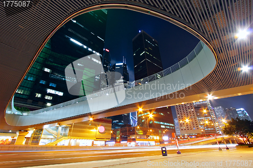 Image of Modern urban landscape and the bustling streets in the evening 