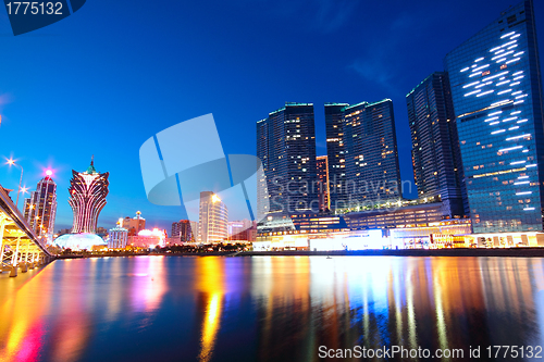 Image of Macau cityscape of bridge and skyscraper Macao, Asia. 
