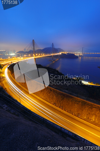 Image of Ting Kau bridge at sunset